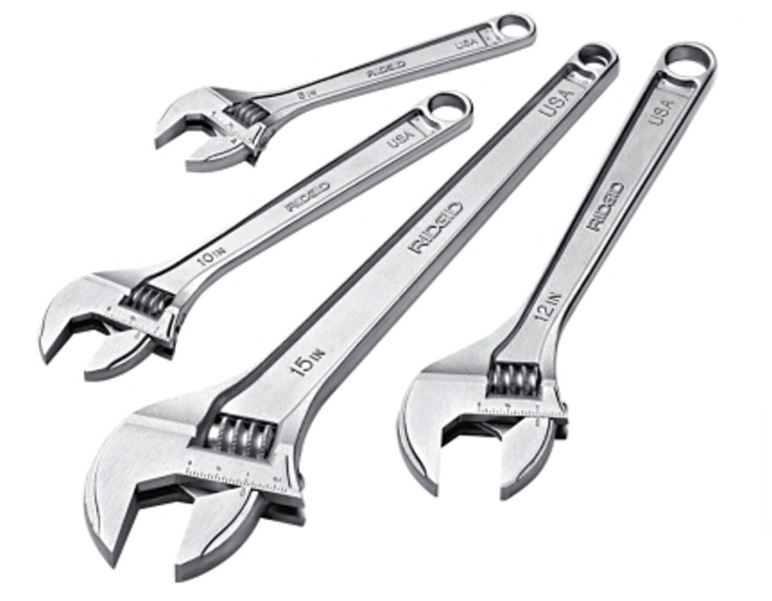 RIDGID Adjustable Wrenches, 18 in Long, 7/8 in Opening, Cobalt Plated
