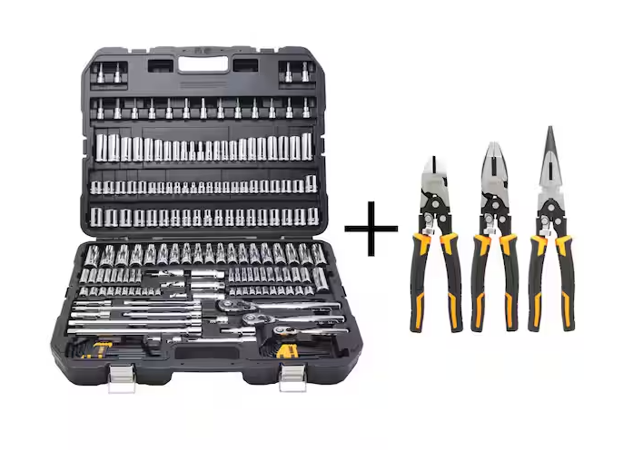 Mechanics Tool Set (192-Piece) and Compound Pliers Set (3-Piece) DEWALT