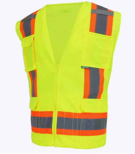 Safety Works Unisex Yellow Polyester High Visibility Reflective Safety Vest
